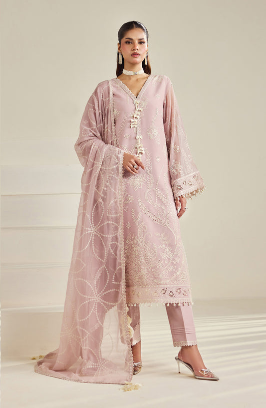 Dhaagay by Alizeh Embroidered Chiffon Unstitched 3 Piece Suit - 12-Ornee - ALZ26DHG - Pink - Festive Collection