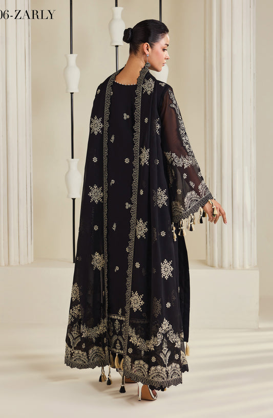 Dhaagay by Alizeh Embroidered Chiffon Unstitched 3 Piece Suit - 06-Zarly - ALZ26DHG - Blue - Festive Collection