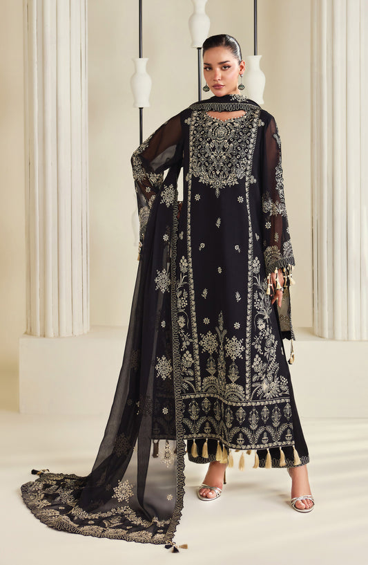 Dhaagay by Alizeh Embroidered Chiffon Unstitched 3 Piece Suit - 06-Zarly - ALZ26DHG - Blue - Festive Collection