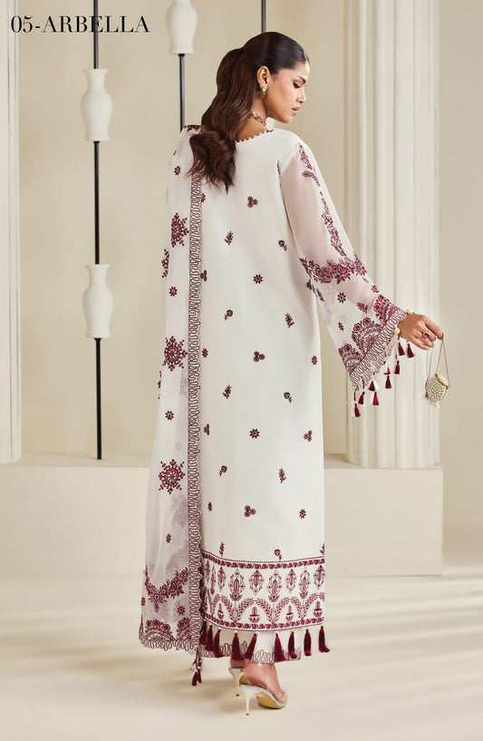 Dhaagay by Alizeh Embroidered Chiffon Unstitched 3 Piece Suit - 05-Arbella - ALZ26DHG - White - Festive Collection