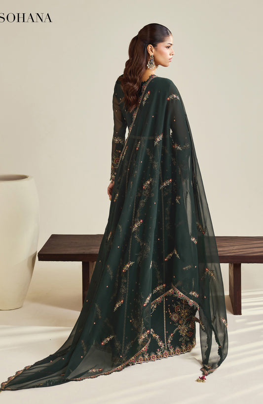 Dhaagay by Alizeh Embroidered Chiffon Unstitched 3 Piece Suit - 03-Sohana - ALZ26DHG - Teal - Festive Collection