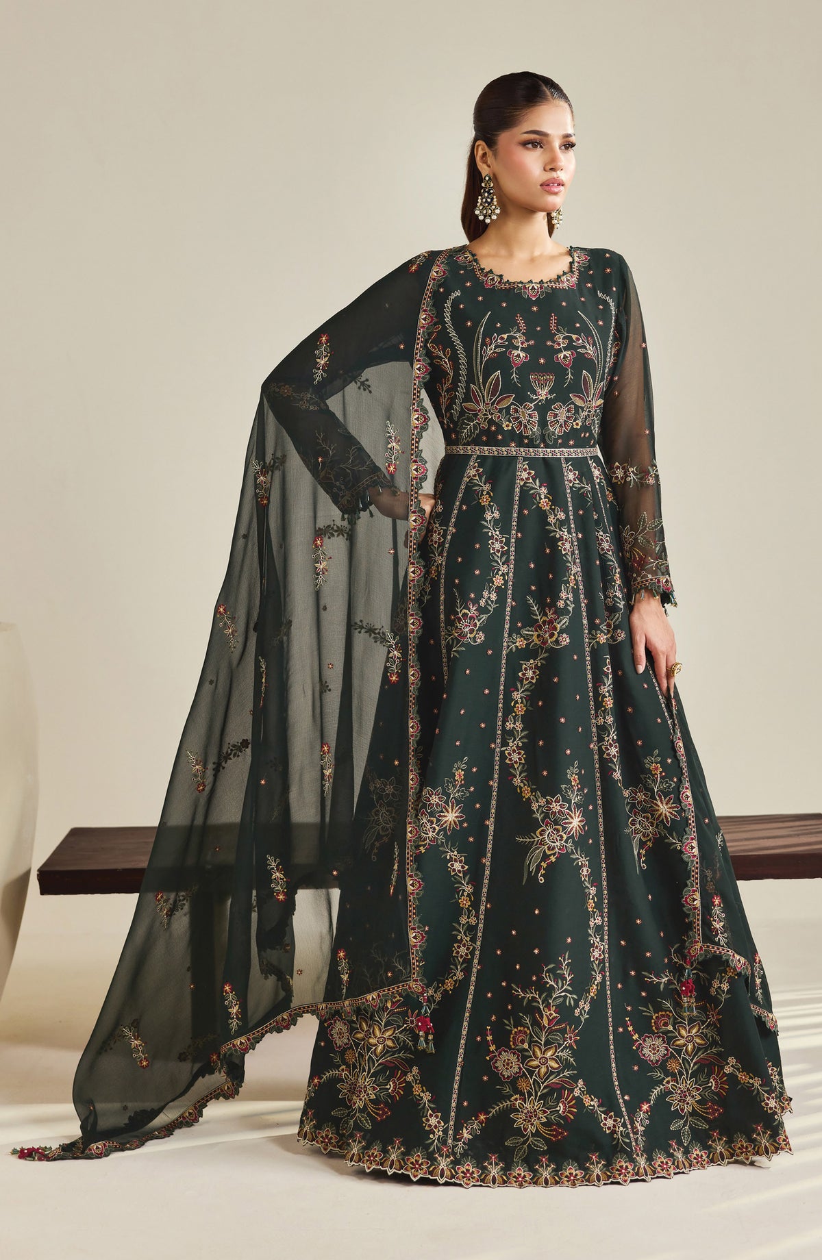 Dhaagay by Alizeh Embroidered Chiffon Unstitched 3 Piece Suit - 03-Sohana - ALZ26DHG - Teal - Festive Collection