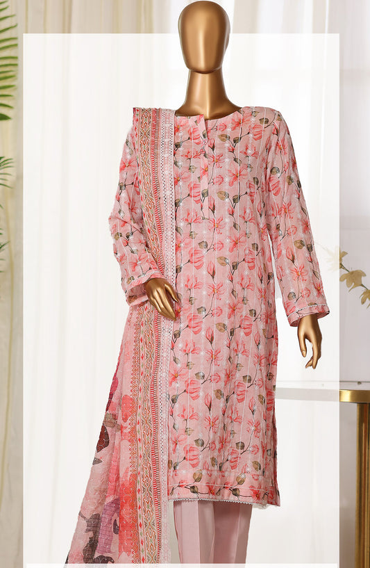 Dhagakari by HZ Embroidered Lawn Unstitched 3 Piece Suit - D-06 - HZ26KAAR - Pink - Summer Collection