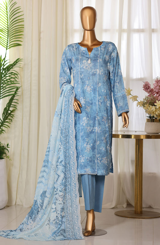 Dhagakari by HZ Embroidered Lawn Unstitched 3 Piece Suit - D-05 - HZ26KAAR - Blue - Summer Collection