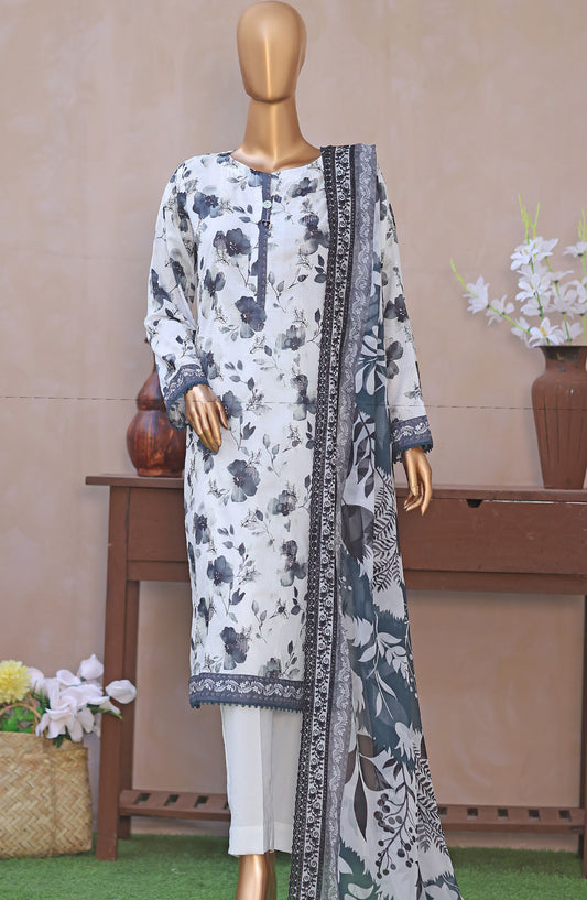 Dhagakari by HZ Textile Embroidered Lawn Unstitched 3 Piece Suit - D-08 - HZ26DGK - White - Summer Collection