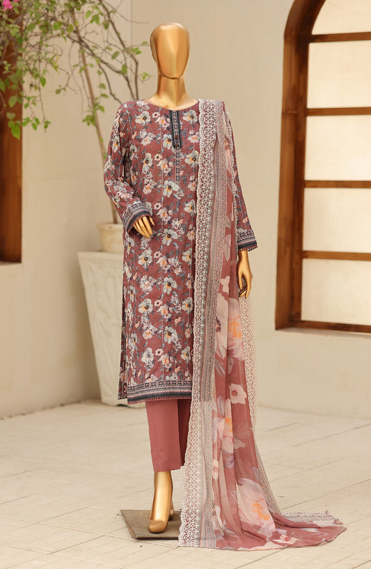 Dhagakari by HZ Textile Embroidered Lawn Unstitched 3 Piece Suit - D-01 - HZ26DGK - Maroon - Summer Collection