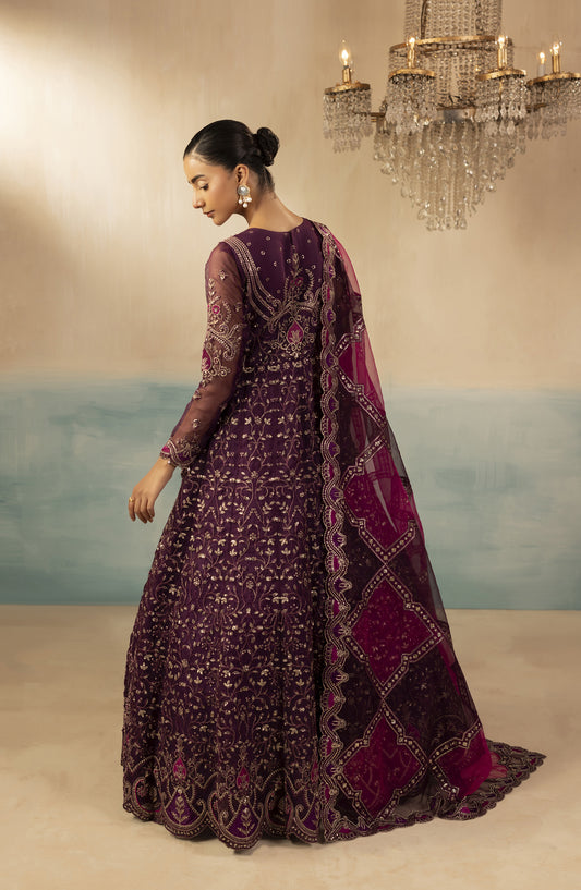 Diara Couture Signature Embroidered Organza Stitched 3 Piece Suit - SHAHBANU - DC25SGN - Purple - Luxury Collection