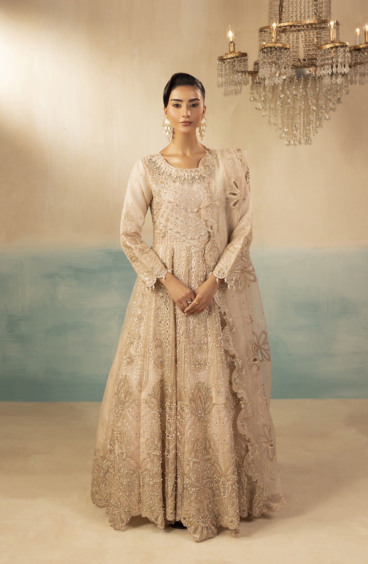 Diara Couture Signature Embroidered Organza Stitched 3 Piece Suit - ROSY EMBRACE - DC25SGN - Light Pink - Luxury Collection