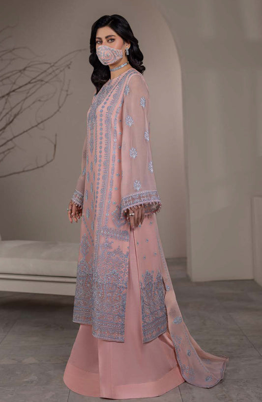 Dilkash Kuch Khas by Flossie Embroidered Chiffon Unstitched 3 Piece Suit - D4 (B) - FLS26DLK - Pink - Luxury Collection