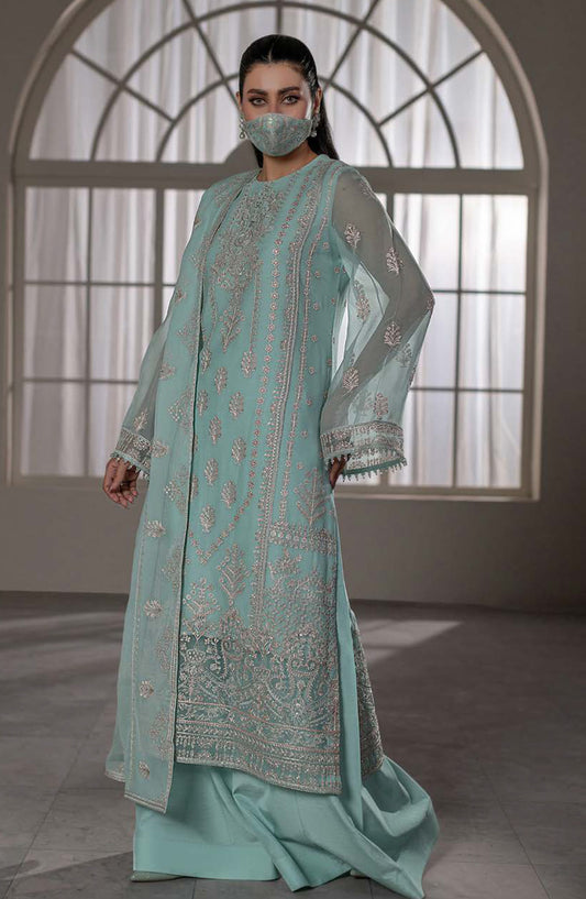 Dilkash Kuch Khas by Flossie Embroidered Chiffon Unstitched 3 Piece Suit - D4 (A) - FLS26DLK - Ferozi - Luxury Collection