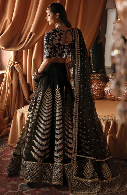 Divani by Afrozeh The Silk Edit Embroidered Silk Unstitched 3 Piece Suit - AS-045 ZAREEN - AF25DV - Black - Luxury Festive Collection