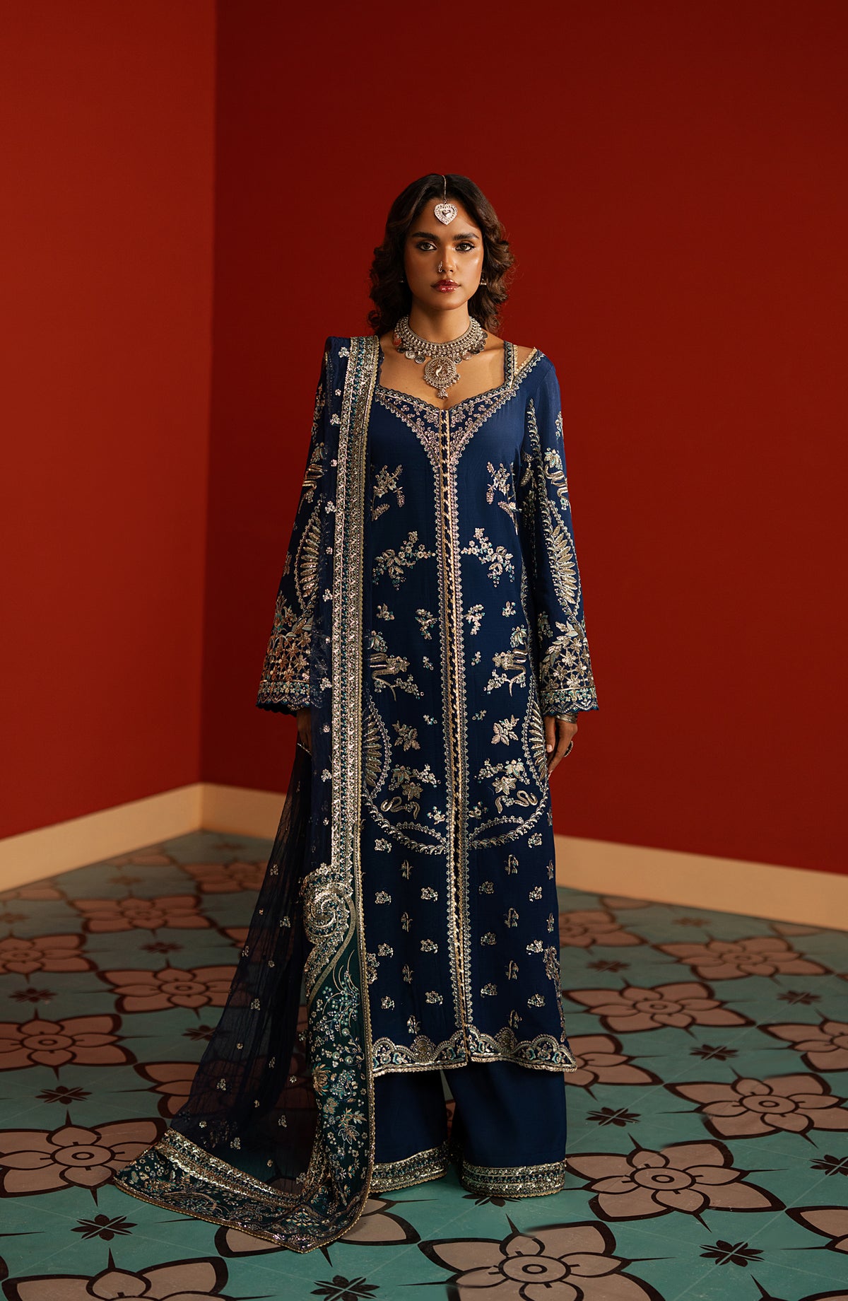 Divani by Afrozeh The Silk Edit Embroidered Raw Silk Unstitched 3 Piece Suit - AS-25-06 MAHVEEN - AF25DV - Blue - Luxury Festive Collection
