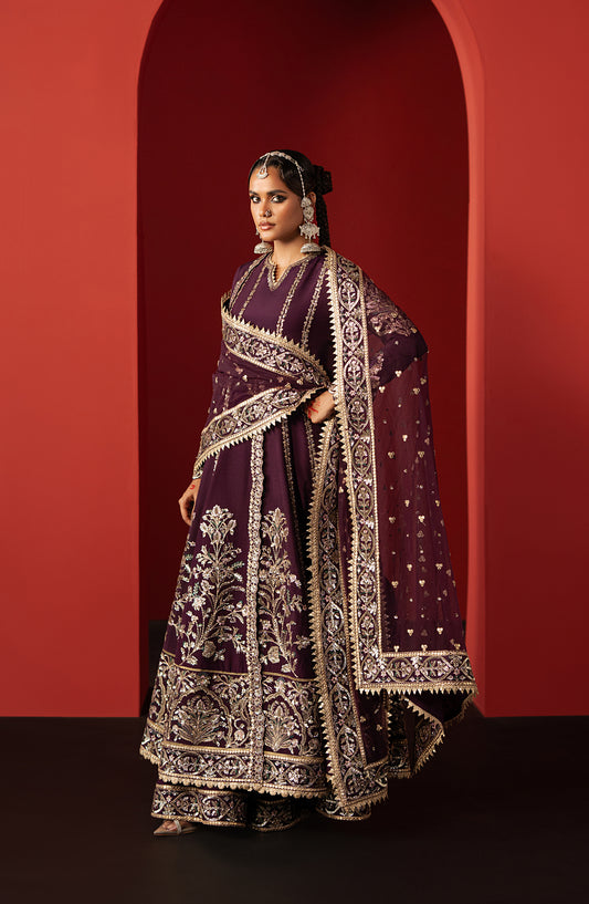 Divani by Afrozeh The Silk Edit Embroidered Raw Silk Unstitched 3 Piece Suit - AS-25-10 SAMARQAND - AF25DV - Purple - Luxury Festive Collection