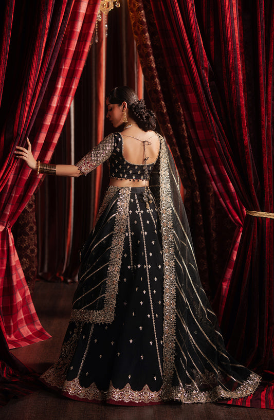 Divani by Afrozeh The Silk Edit Embroidered Raw Silk Unstitched 3 Piece Suit - AS-25-07 GULRAIZ - AF25DV - Black - Luxury Festive Collection