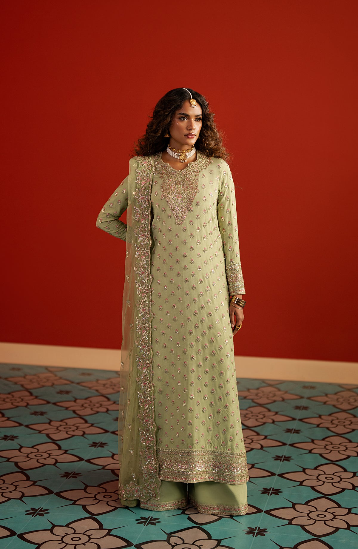 Divani by Afrozeh The Silk Edit Embroidered Raw Silk Unstitched 3 Piece Suit - AS-25-05 SHAHWAR - AF25DV - Green - Luxury Festive Collection