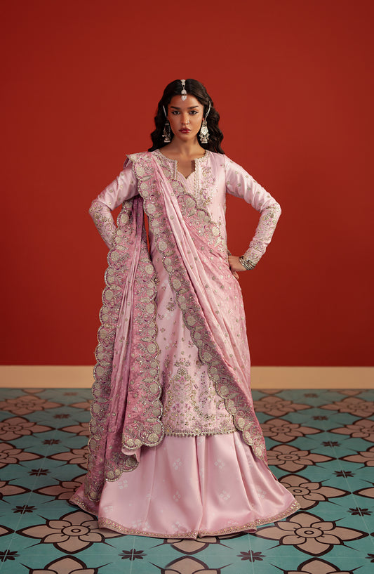 Divani by Afrozeh The Silk Edit Embroidered Silk Unstitched 3 Piece Suit - AS-25-08 SUFIYA - AF25DV - Pink - Luxury Festive Collection