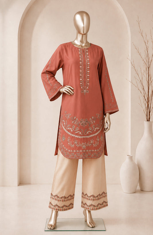 Dur e Hawa by Amna Khadija Embroidered Cotton Lawn Stitched 2 Piece Suit - AKDH-UG-34-B - AM26HWD - Rust - Summer Collection