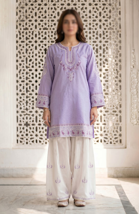 Dur e Hawa by Amna Khadija Embroidered Cotton Stitched 2 Piece Suit - AKDH-03 - AM26AKDH - Purple - Summer Collection