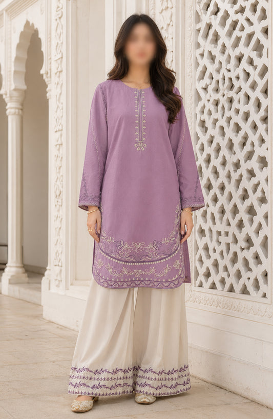Dur e Hawa by Amna Khadija Embroidered Cotton Stitched 2 Piece Suit - AKDH-05 - AM26AKDH - Purple - Summer Collection