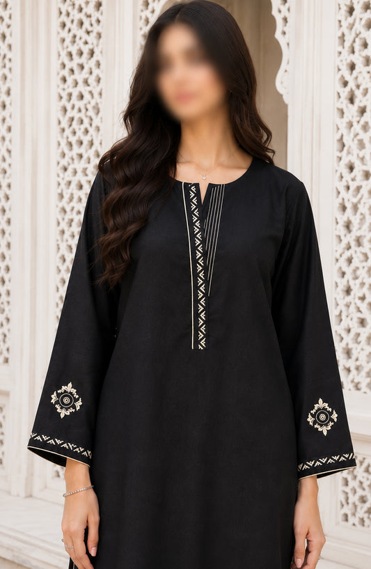 Dur e Hawa by Amna Khadija Embroidered Lawn Stitched 2 Piece Suit - AKDH-04 - AM26AKDH - Black - Summer Collection