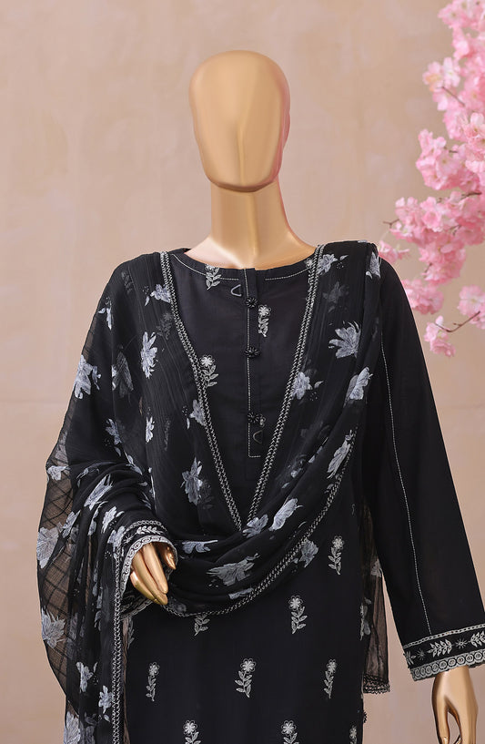 Dynasty by HZ Embroidered Lawn Unstitched 3 Piece Suit - D-07 - HZ26THR - Black - Summer Collection