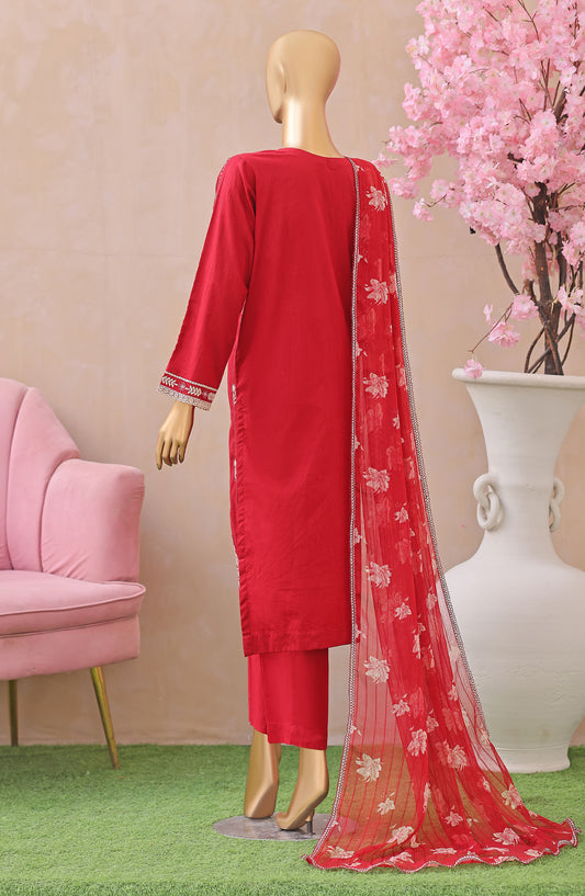 Dynasty by HZ Embroidered Lawn Unstitched 3 Piece Suit - D-04 - HZ26THR - Red - Summer Collection