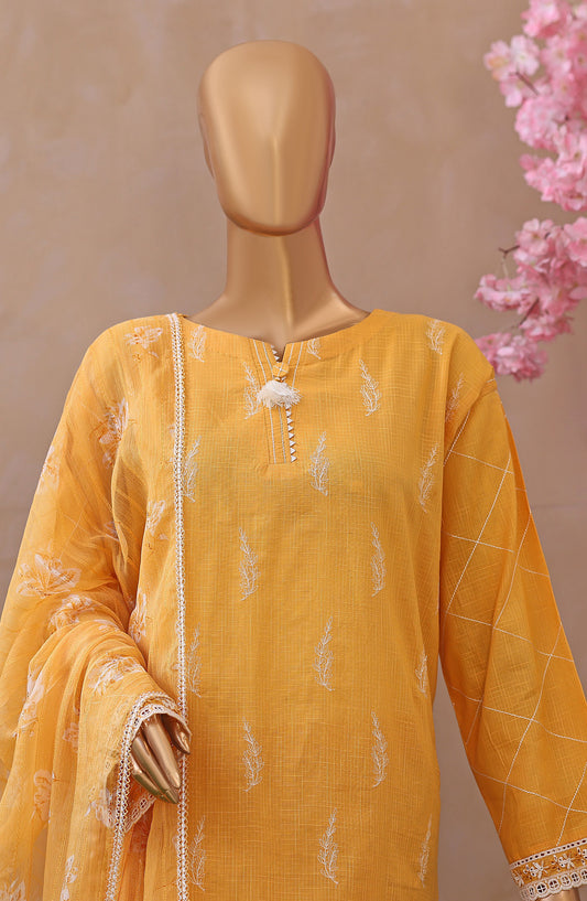 Dynasty by HZ Embroidered Lawn Unstitched 3 Piece Suit - D-02 - HZ26THR - Yellow - Summer Collection