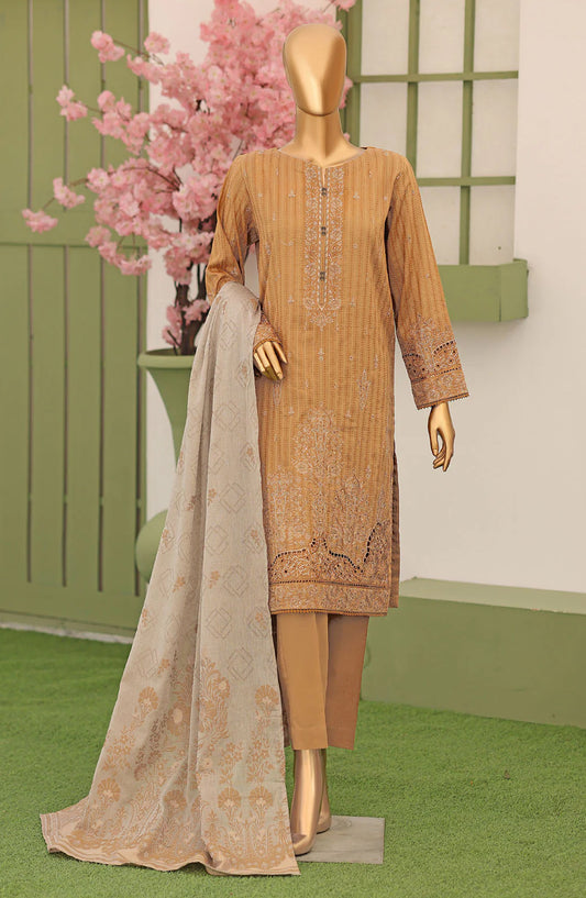 Dynasty by HZ Textiles Embroidered Lawn Unstitched 3 Piece Suit - D-04 - HZ26DYN - Brown - Festive Collection