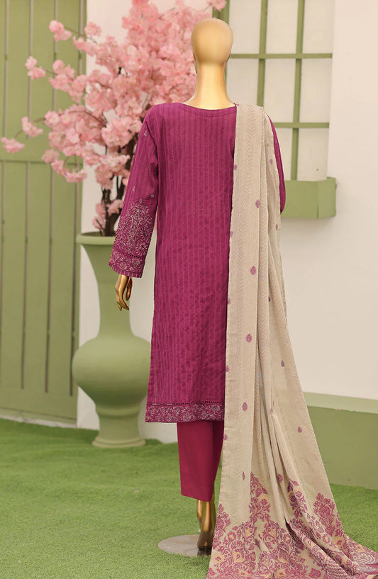 Dynasty by HZ Textiles Embroidered Lawn Unstitched 3 Piece Suit - D-03 - HZ26DYN - Pink - Festive Collection