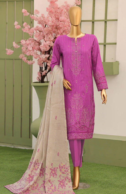 Dynasty by HZ Textiles Embroidered Lawn Unstitched 3 Piece Suit - D-02 - HZ26DYN - Pink - Festive Collection