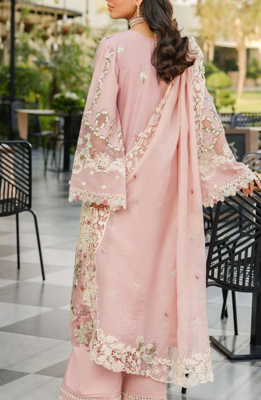 Elaf Embroidered Luxury Lawn Unstitched 3 Piece Suit - EL25ULL2 - ELH-3B Oh My Rose - Pink - Summer Collection