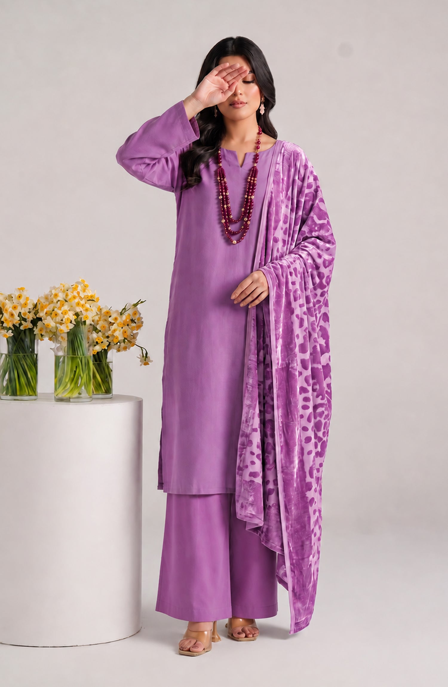 Eclat De Lilas Palachio by Amna Khadija Moonlight Unstitched 3 Piece Suit - AKED-02 - AM26EDP - Purple - Winter Collection