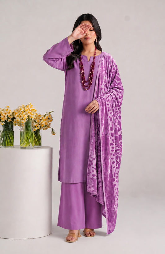 Eclat De Lilas Palachio by Amna Khadija Moonlight Unstitched 3 Piece Suit - AKED-02 - AM26EDP - Purple - Winter Collection