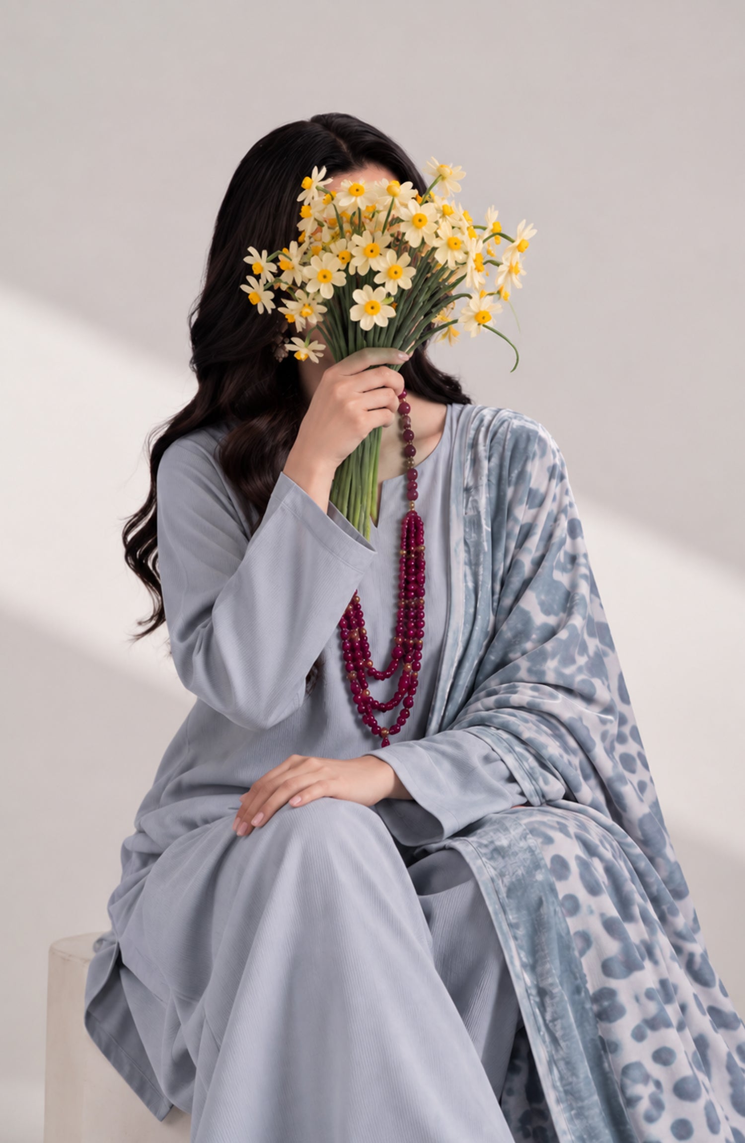 Eclat De Lilas Palachio by Amna Khadija Moonlight Unstitched 3 Piece Suit - AKED-08 - AM26EDP - Grey - Winter Collection