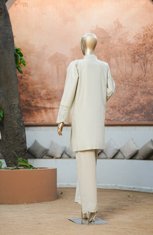 Einka by Amna Khadija Embroidered Cotton Stitched 2 Piece Suit - AKEK-02 - AM26KEN - Light Beige - Summer Collection