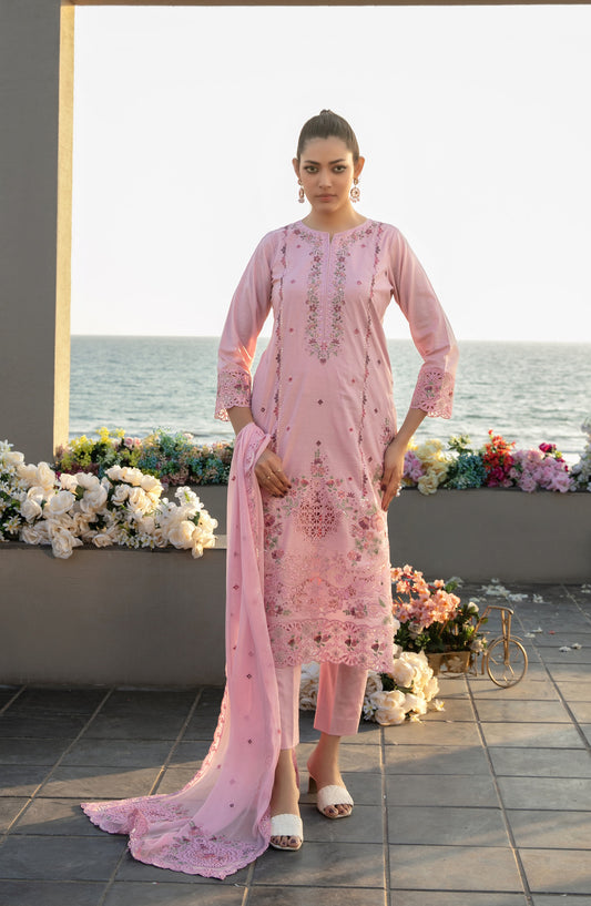 Ek Sunehri Dopahar by Tawakkal Fabrics Embroidered Lawn Unstitched 3 Piece Suit - D-2638 - TF26SDP - Pink - Summer Collection