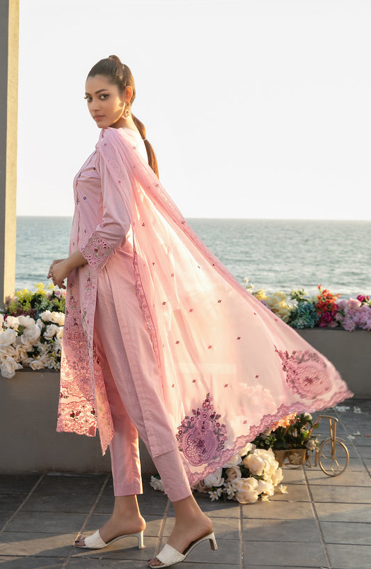 Ek Sunehri Dopahar by Tawakkal Fabrics Embroidered Lawn Unstitched 3 Piece Suit - D-2638 - TF26SDP - Pink - Summer Collection