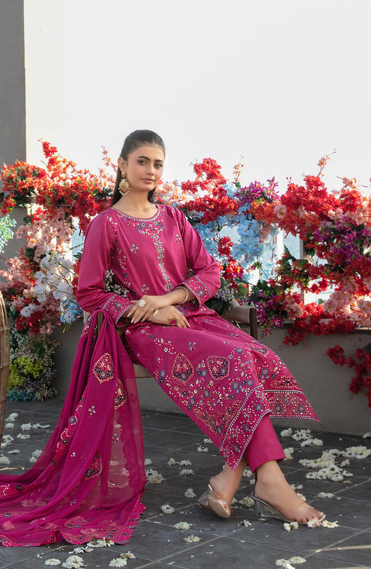 Ek Sunehri Dopahar by Tawakkal Fabrics Embroidered Lawn Unstitched 3 Piece Suit - D-2635 - TF26SDP - Pink - Summer Collection