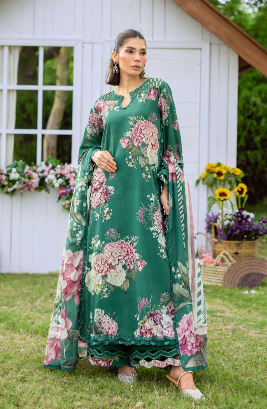 Elaf Bridgerton Printed Lawn Unstitched 3 Piece Suit - EPB-8B MARIN - EL26BRD - Green - Summer Collection