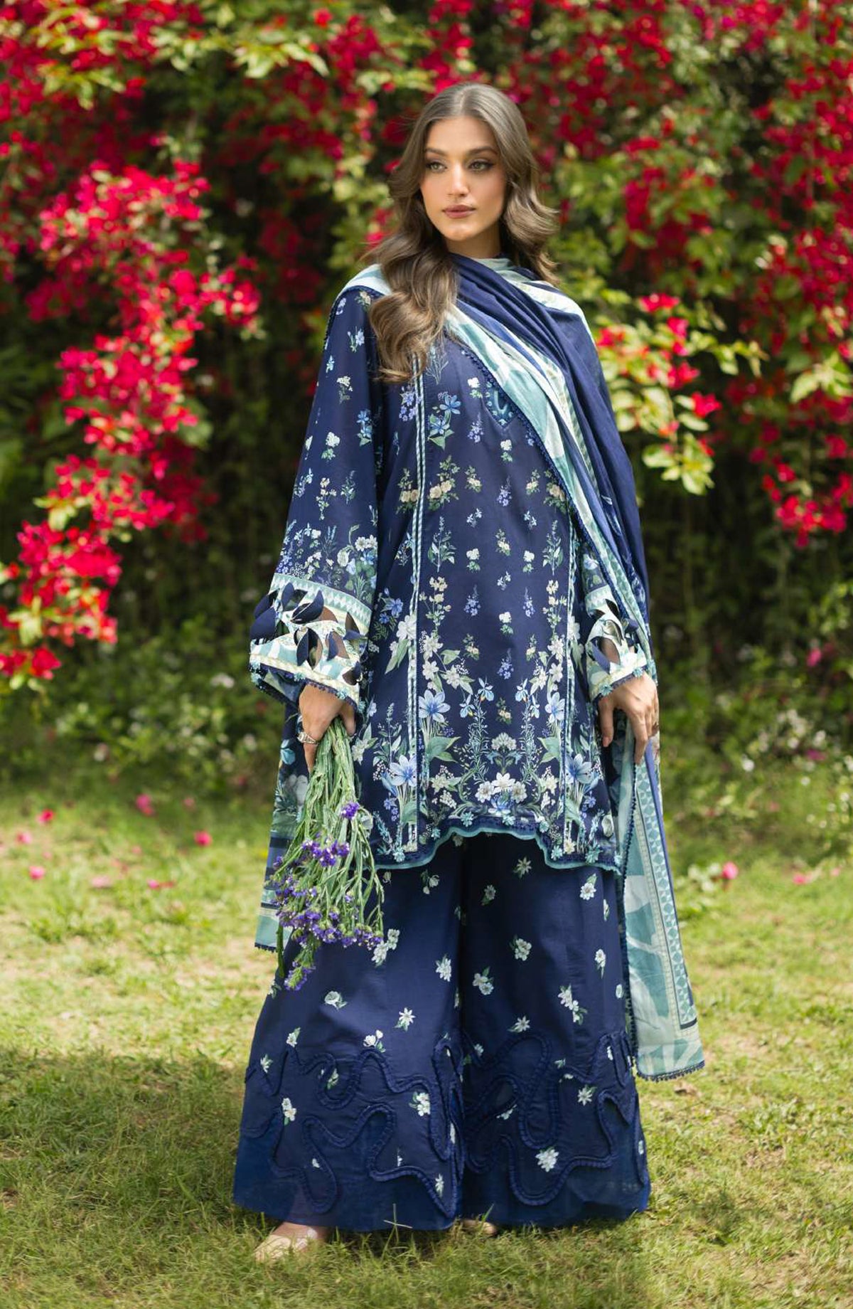 Elaf Bridgerton Printed Lawn Unstitched 3 Piece Suit - EPB-6B FIORITA - EL26BRD - Blue - Summer Collection