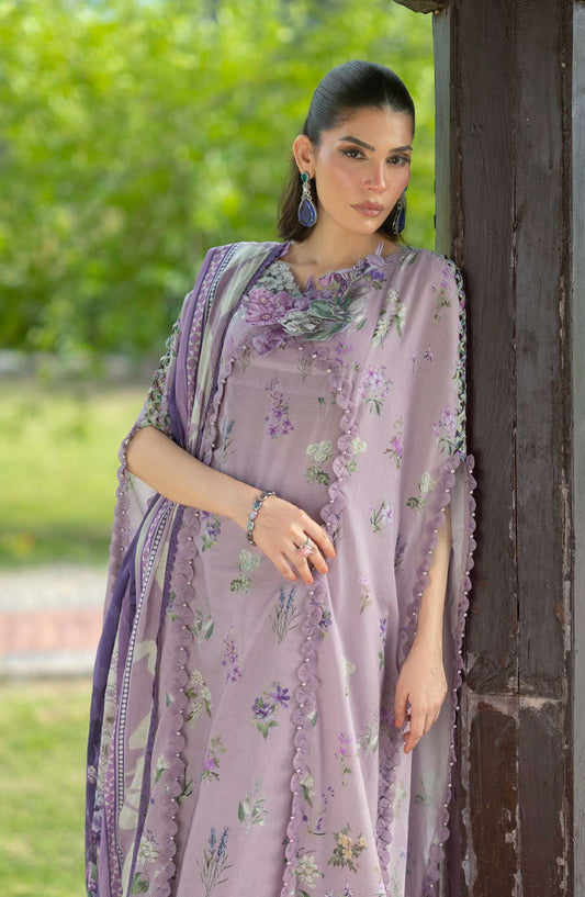Elaf Bridgerton Printed Lawn Unstitched 3 Piece Suit - EPB-6A LILAC GARDEN - EL26BRD - Purple - Summer Collection