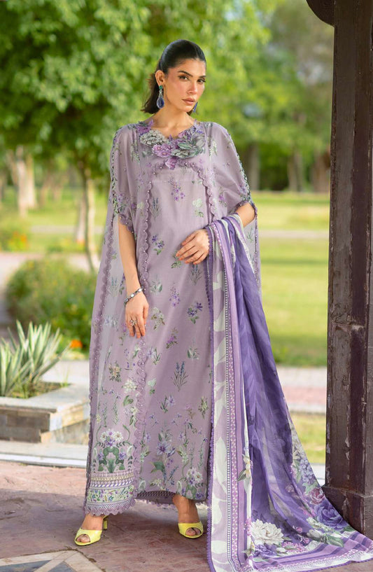 Elaf Bridgerton Printed Lawn Unstitched 3 Piece Suit - EPB-6A LILAC GARDEN - EL26BRD - Purple - Summer Collection