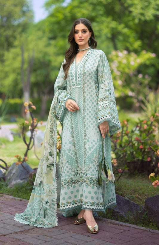 Elaf Bridgerton Printed Lawn Unstitched 3 Piece Suit - EPB-5B CIELA BELLE - EL26BRD - Sea Green - Summer Collection