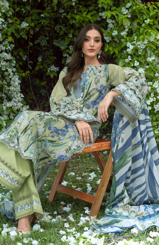 Elaf Bridgerton Printed Lawn Unstitched 3 Piece Suit - EPB-2A GARDEN AFFAIR - EL26BRD - Green - Summer Collection