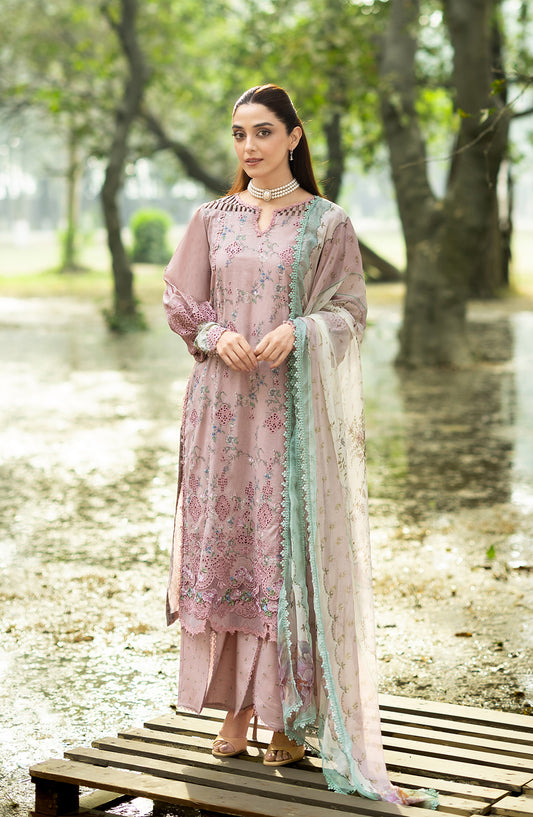 Elaf Embroidered Chikankari Lawn Unstitched 3 Piece Suit - ERC-8A Sahaa - EL26CHK - Pink - Summer Collection