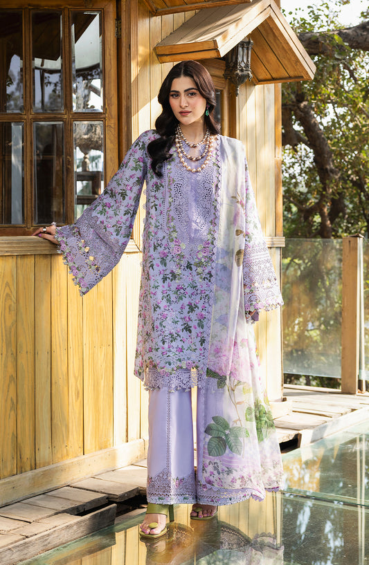 Elaf Embroidered Chikankari Lawn Unstitched 3 Piece Suit - ERC-6B Iris - EL26CHK - Blue - Summer Collection