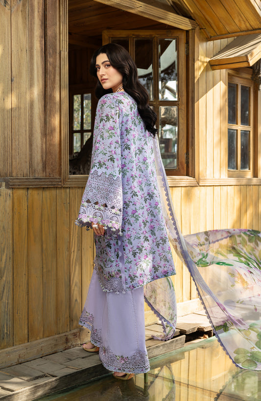 Elaf Embroidered Chikankari Lawn Unstitched 3 Piece Suit - ERC-6B Iris - EL26CHK - Blue - Summer Collection