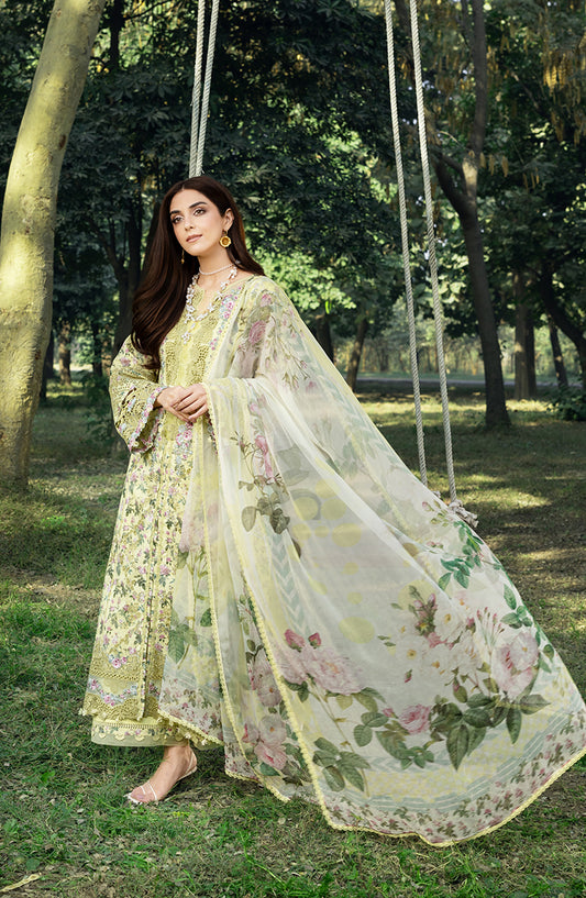 Elaf Embroidered Chikankari Lawn Unstitched 3 Piece Suit - ERC-6A Eyra - EL26CHK - Green - Summer Collection