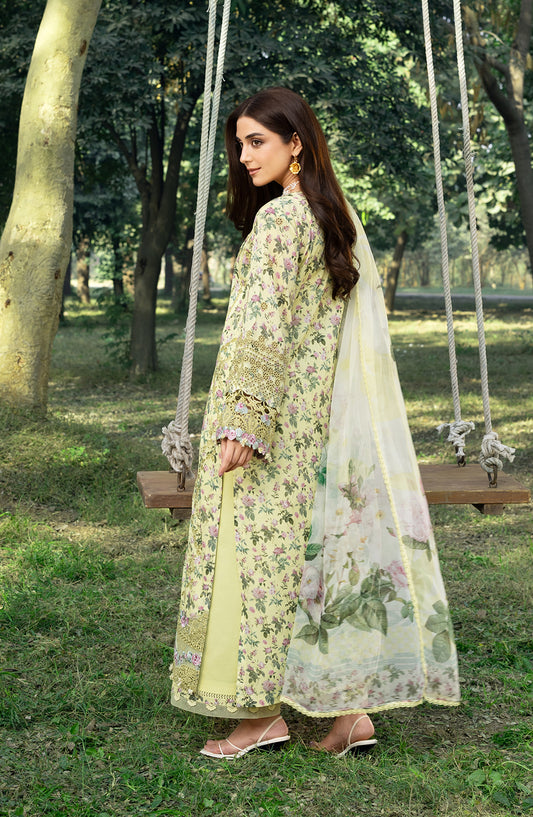 Elaf Embroidered Chikankari Lawn Unstitched 3 Piece Suit - ERC-6A Eyra - EL26CHK - Green - Summer Collection