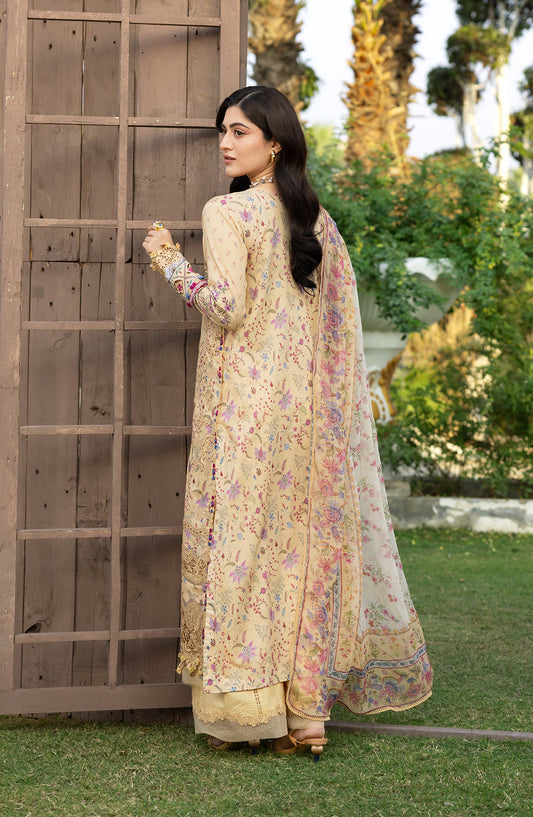 Elaf Embroidered Chikankari Lawn Unstitched 3 Piece Suit - ERC-5B Khushee - EL26CHK - Yellow - Summer Collection